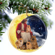 Pomeranians With God Sits on the Moon Ceramic Ornament for Dog Lovers