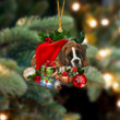 Boxer Sleeping In Hat Christmas Ornament Two Sided
