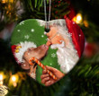 Vizsla and Santa Clause With Candy Cane Christmas Ceramic Ornament for Vizsla Lovers