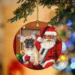 French Bulldog With Santa Christmas Ceramic Ornament for Dog Lovers