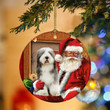 Old English Sheepdog With Santa Christmas Ceramic Ornament for Dog Lovers