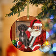 Schnoodle With Santa Christmas Ceramic Ornament for Dog Lovers