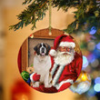 St Bernard With Santa Christmas Ceramic Ornament for Dog Lovers