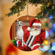 Whippet With Santa Christmas Ceramic Ornament for Dog Lovers