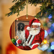 Newfounderland With Santa Christmas Ceramic Ornament for Dog Lovers