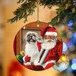Shih Tzu 2 With Santa Christmas Ceramic Ornament for Dog Lovers