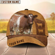 Dilypod Personalized Shorthorn Cattle Hat for Farmer, Custom Name 3D Farmhouse Classic Cap