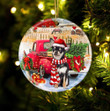 Chihuahua With Red Truck Christmas Ceramic Ornament