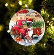 Rat Terrier With Red Truck Christmas Ceramic Ornament