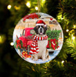 St Bernard With Red Truck Christmas Ceramic Ornament