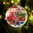 Weimaraner With Red Truck Christmas Ceramic Ornament