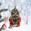 Personalized Viking Gnome With Printed Christmas Light Ornament - Gift for Viking Lovers