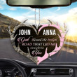 Personalized Buck And Doe Heart Antlers God Blessed Car Ornament for Couple