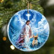 French Bulldog And God Walking On The Ocean Wave Porcelain/Ceramic Ornament
