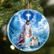 English Bulldog And God Walking On The Ocean Wave Porcelain/Ceramic Ornament