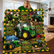Personalized Tractor Fleece and Sherpa Blanket for Farmer, Gift for Dad Tractor Blanket