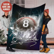 Personalized Baseball Blanket, Old Ball And Glove With Bat Custom Name Baseball Fleece Blanket, Gift for Son, Dad Players
