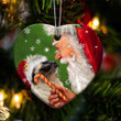 Ragdoll Cat and Santa Clause With Candy Cane Christmas Ceramic Ornament