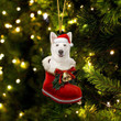 German Shepherd White In Santa Boot Christmas Two Sided Ornament