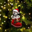 Morkie In Santa Boot Christmas Two Sided Ornament