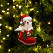 Shih Tzu In Santa Boot Christmas Two Sided Ornament
