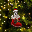 American Pit Bull Terrier In Santa Boot Christmas Two Sided Ornament