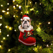 English Bulldog In Santa Boot Christmas Two Sided Ornament