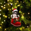 Borzoi In Santa Boot Christmas Two Sided Ornament
