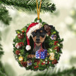 Miniature Pinscher and Christmas Wreath Ornament gift for Miniature Pinscher lover ornament