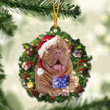 Dogue de Bordeaux and Christmas Wreath Ornament gift for Dogue de Bordeaux lover ornament
