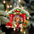 Dachshund Christmas House Custom Shaped Two Sided Ornament