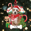 Personalized Ho Ho Ho American Staffordshire Terrier Dog Christmas Ornament