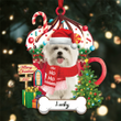 Personalized Ho Ho Ho Maltese Dog Christmas Ornament for Dog Lovers