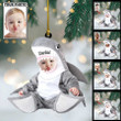Baby Shark Custom Photo Baby with Name Christmas Ornament, Gift for Baby