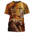 Lion and Jesus 3d shirt - Faith Over Fear-3D Full Print
