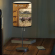Personalized Brown Swiss Cattle In Field Farmhouse Table Lamp for Bedroom, Farmhouse Living Room Lamp for Dad