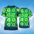 3D All Over Print Light Glitter Shamrock Drink Beer Hat Shirt, Happy St Patrick's Day Shirt