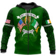 3D All Over Print Irish and American Shirt, St. Patrick's Day American Iceland Flag Shirt, USA Flag Shirt, Shamrock Shirt