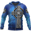3D All Over Print Hoodie Celtic Cross Lion Shirt, St Patrick's Day Lion Pattern Shirt For Him