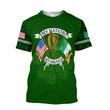 3D All Over Print Irish and American Shirt, St. Patrick's Day American Iceland Flag Shirt, USA Flag Shirt, Shamrock Shirt
