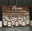 Personalized Mom Cotton Flowers Vase Landscape Canvas, Mom with Son Daughter Wall Art