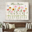 Personalized Mom’s Garden Landscape Canvas, Gift for Mom with Kid Names Wall Art