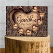 Personalized Grandma Heat Tree Shaped Canvas Prints for Mother's Day, Grandma and Grandkid Wall Art