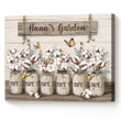 Customized Grandma Cotton Flowers, Grandma Garden Wall Art Canvas for Mother