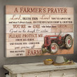 Vintage Red Farm Tractor A Farmer's Prayer, Farmer Canvas Painting for Farmer, Gift for Dad Farmhouse Decor