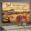 God made a Farmer Red Tractor Farmhouse Wall Art Canvas for Living Room, Gift for Farmer
