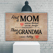 First A Mom Then A Grandma Vintage Mother Canvas, Custom Kid Names Mom Wall Art
