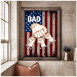 Personalized Father's Day Gift, Dad and Son Daughter Hand in Hand Flag Wall Art Canvas Prints for Him