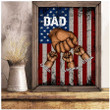 Customized Black Father and Son, Black Father and Daughter Hand US Flag Wall Art Canvas