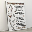 Personalized Stepped up Dad Footprint Canvas Prints, Gift for Stepped up Dad Wall Art
